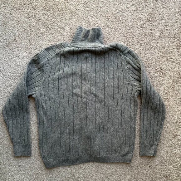 Gap Sweater Womens XL Wool Linen Blend Button Up Long Sleeve Mock Neck Brown - Picture 2 of 11